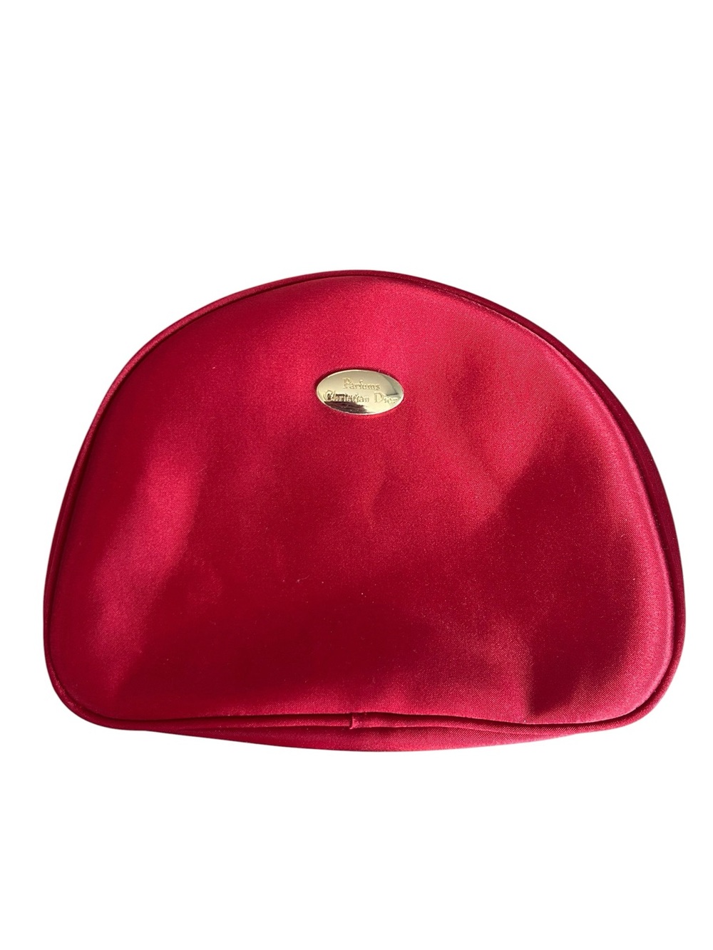 Vintage Christian Dior Parfums Red Satin Cosmetic Makeup Bag